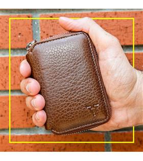 Rich Smith Mini Fermuarlı Cüzdan Hakiki Gerçek Deri 10607 Taba (Tiguan) Parlak