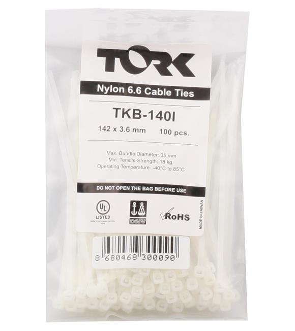 Tork TKB-140I 3.6-142 Beyaz Kablo Bağı 100lü Paket