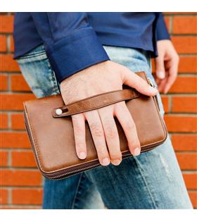 Rich Smith Gerçek Deri El Portföyü Wisdom 4130 Parlak Bulutlu Kahve