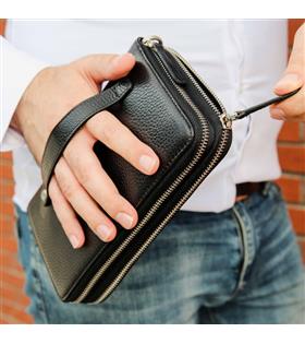 Rich Smith Gerçek Deri El Portföyü Wisdom 4130 Parlak Arsel Siyah