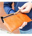 Rich Smith Gerçek Deri Mini Clutch El Çantası Pullers 5530 Parlak Bulutlu Taba