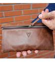 Rich Smith Gerçek Deri Mini Clutch El Çantası Pullers 5530 Parlak Bulutlu Kahve