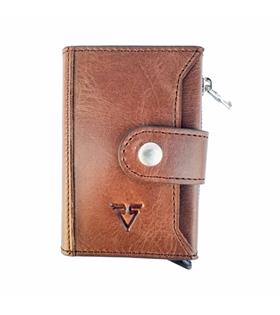 Rich Smith Gerçek Deri Mekanizmalı Fermuar Kartlık 9152 Bulutlu Kahve