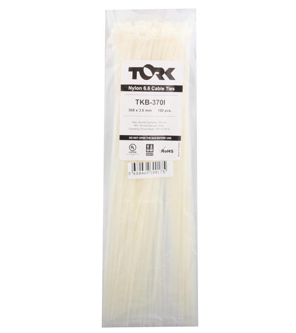 Tork TKB-370I 3.6-368 Beyaz Kablo Bağı 100lü Paket