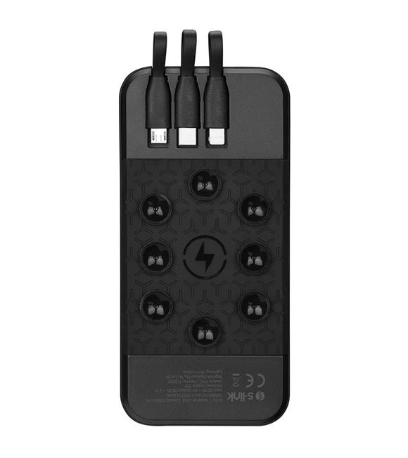 S-link IP-G14W 10000mAh Gizli Ledli Siyah Vantuz+Stand Kablosuz Taşınabilir Pil Şarj Cihazı