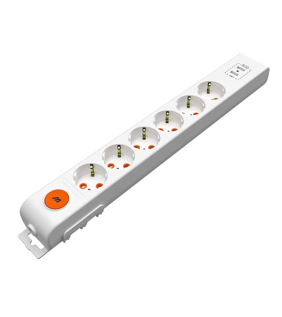 Mutlusan Rı-Tech 6lı Anahtarlı 2Usb Klemensli Topraklı Grup Priz (001 175 650001 00 00)