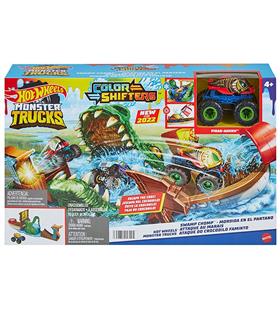 Hot Wheels Monster Trucks Renk Değiştiren Araçlar Timsahdan Kaçış Oyun Seti