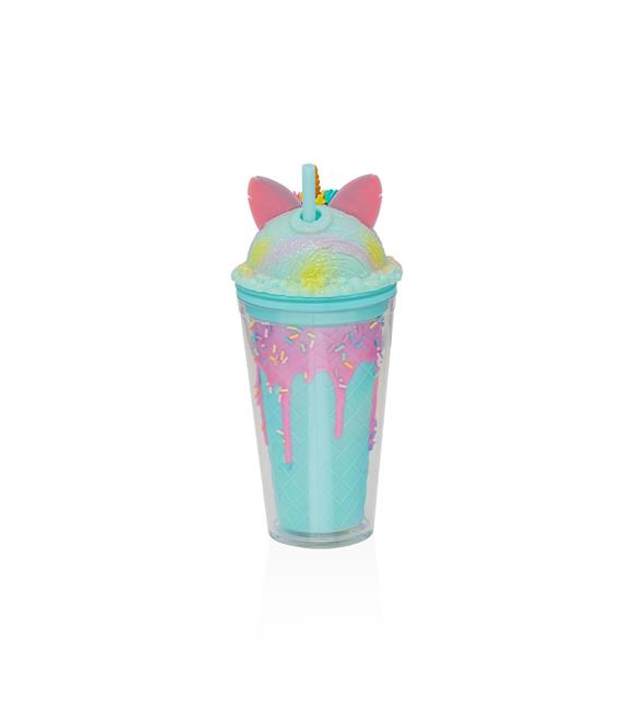 Vagonlife VGN041 450ml Pipetli Plastik Unicorn Bardak Yeşil