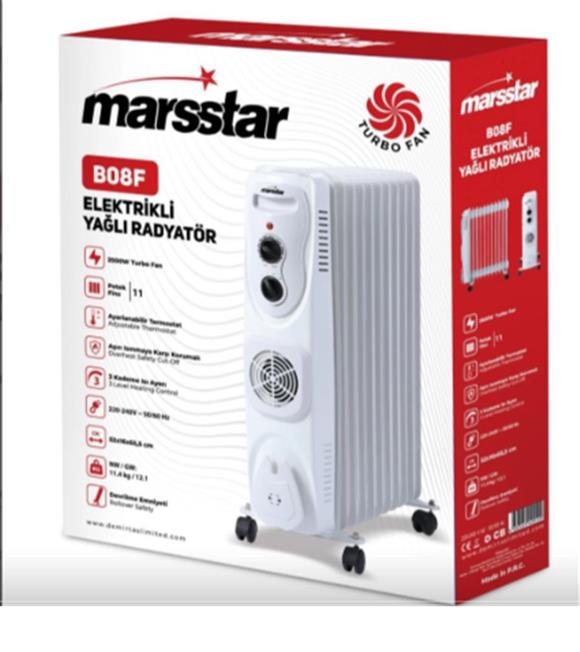 Marsstar B-08F 11 Dilim Yağlı Radyatör 3 Kademe Isı ayarı 2500w Turbo Fan Kategori Dışı