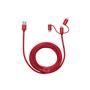 Frisby FA-7558UC 3mt Örgülü USB Data - Şarj Kablo 3in1 (iOS-Android-Type-C) Kırmızı