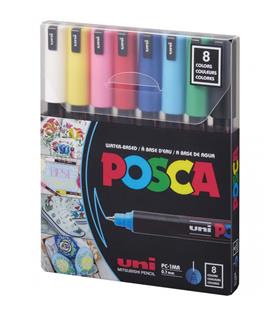 Uni-Ball Posca 0.7 Su Bazlı Poster Markörü Ana Renk 8 Li PC-1MR
