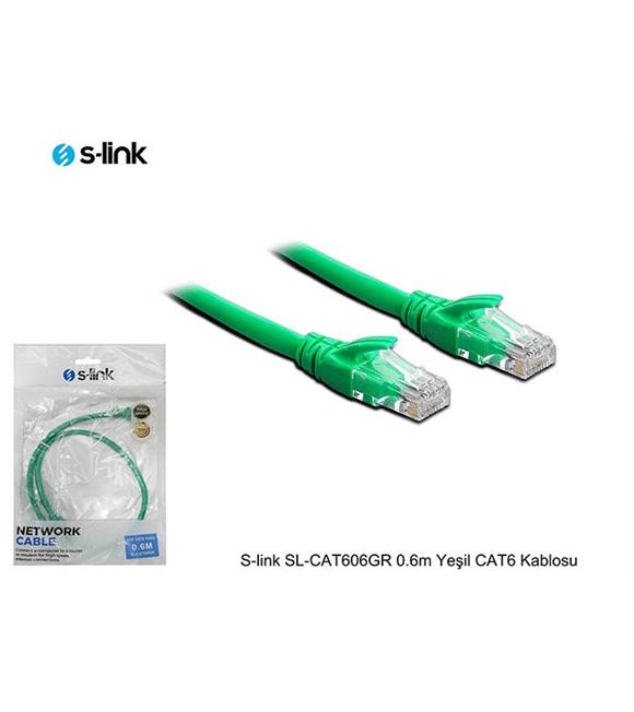 S-link SL-CAT606GR 0.6m Yeşil CAT6 Kablosu