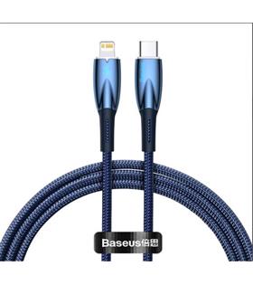 Baseus Glimmer Series Mavi CADH000003 1mt 20W Type-C to Lightning Şarj Kablosu Örgülü