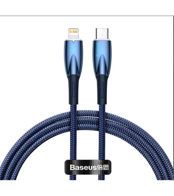 Baseus Glimmer Series Mavi CADH000003 1mt 20W Type-C to Lightning Şarj Kablosu Örgülü