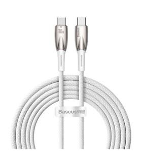 Baseus Glimmer Series Beyaz CADH000802 2Mt 100W PD Type-C To Type-C Şarj Kablosu Örgülü
