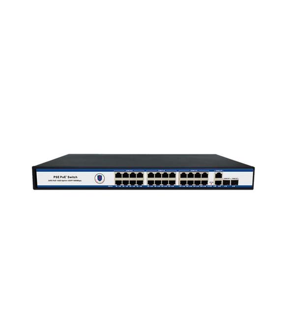Nova NVC-PSE2422G 24 Port Poe+ 10-100 Mbps 2 Port 10-100-1000 Mbps Uplink 2 Port SFP Switch 300W