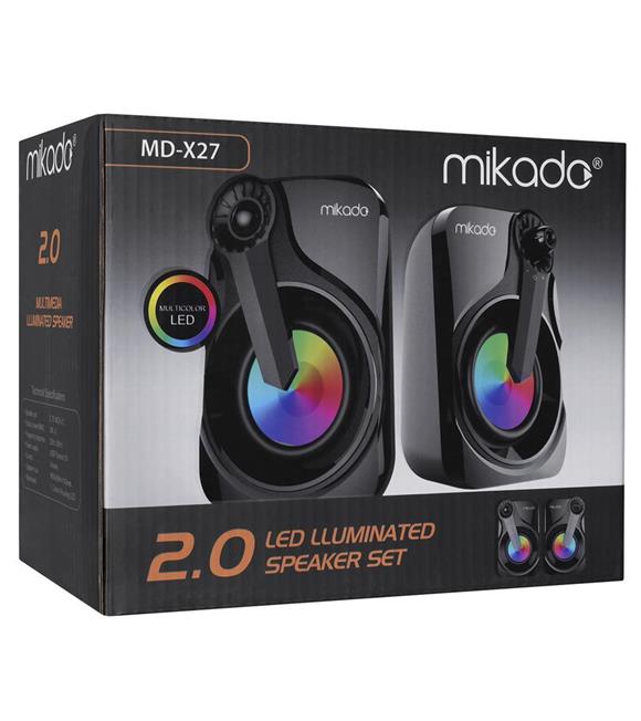 Mikado MD-X27 2.0 Multimedia 3W-2 Siyah 5V USB LED Işıklı Speaker Hoparlör