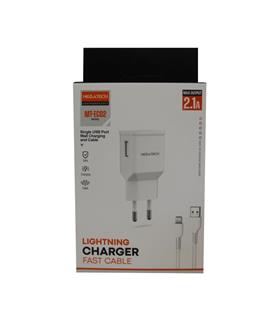 Megatech EC02 MODEL 2.1A Lightning Usb Kablo + Ev Şarj Adaptörü Hızlı Şarj