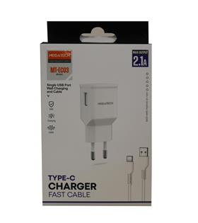 Megatech MT-EC03 2.1A Micro Usb TYPE-C  Kablo+ Ev Şarj Adaptörü Hızlı Şarj