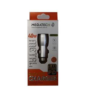 Megatech T05-M24 Re Gri 3.4A 40W Usb Çelik Araç Şarj Aleti