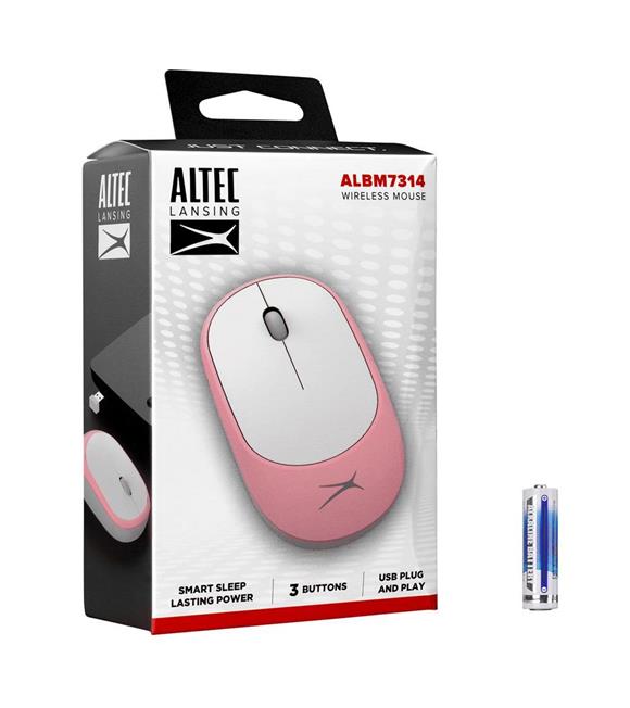 Altec Lansing ALBM7314 Pembe 2.4GHz USB 1200DPI Alkalin Pilli Kablosuz Mouse