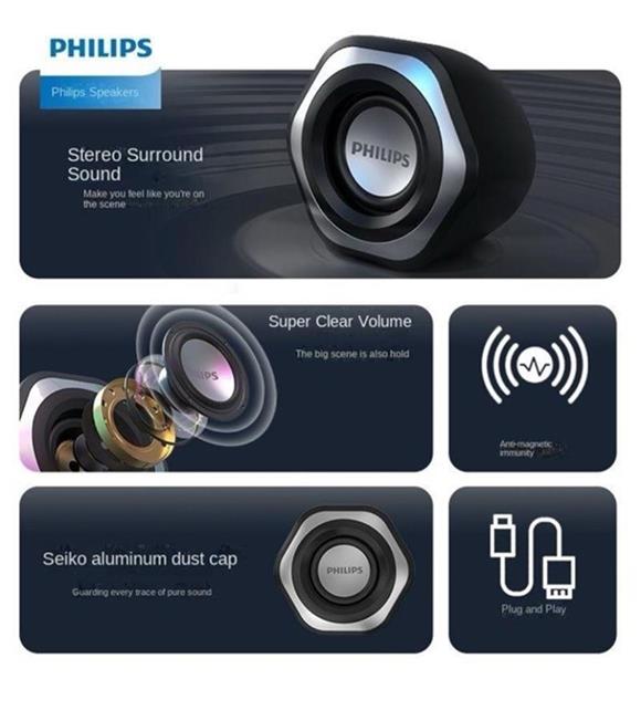 Philips Spa2209 2.0 USB- 3.5MM Jack Hoparlör Ses Kontrol Tuşu