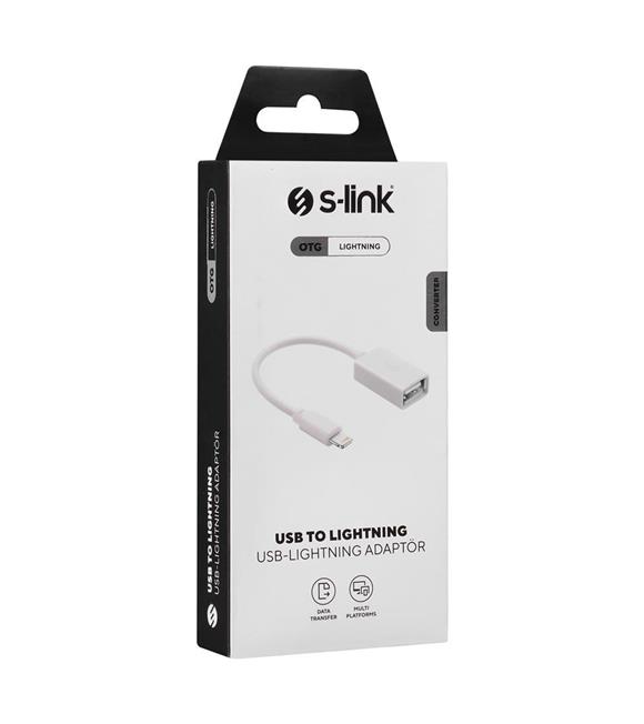 S-link SL-TA74 Beyaz USB F to Lightning 10cm kablolu OTG Çevirici