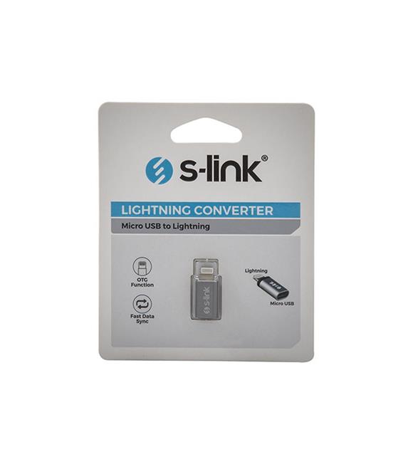 S-link SL-TA20M Gümüş Metal Gövde MicroUSB 5pin F to Lightning M Çevirici