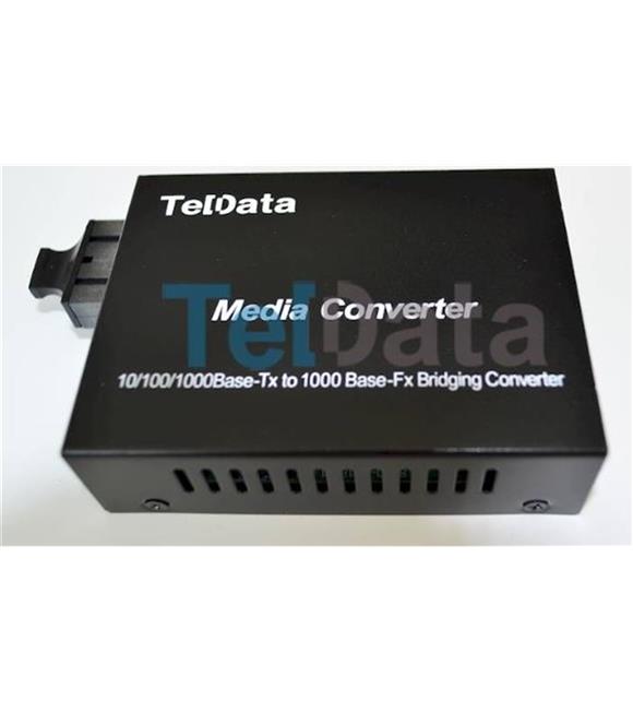 Teldata Media Converter Single Mode 10-100-1000 20 Km Dual Sc 2 Li Paket Set