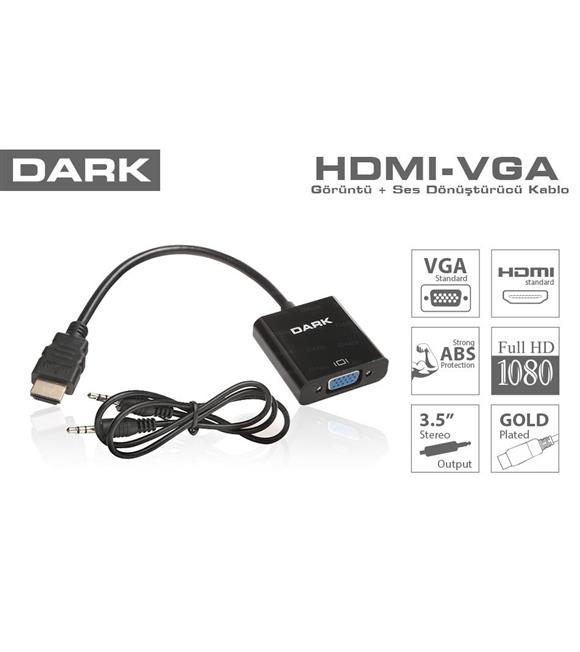 Dark DK HD AHDMIXVGA HDMI TO VGA ve SES Aktif Dijital-Analog Dönüştürücüsü
