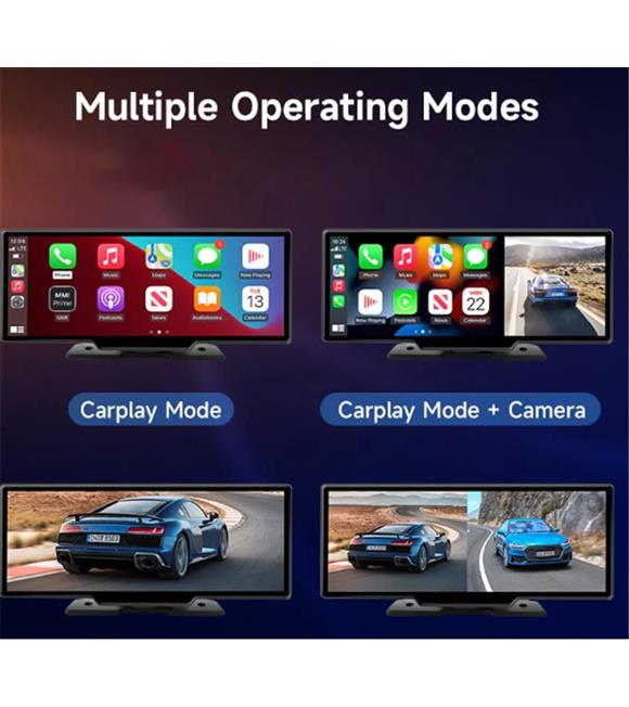 Ottocast 10" Taşınabilir Apple CarPlay & Android Auto, Ön & Arka Kameralı Araç Multimedya Araç Aksesuarları