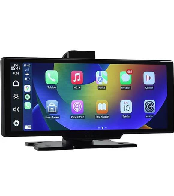 Ottocast 10" Taşınabilir Apple CarPlay & Android Auto, Ön & Arka Kameralı Araç Multimedya Araç Aksesuarları