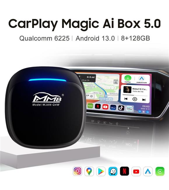 MMB MAX 5.0 Android 13, 8+128GB, Kablosuz-Wireless CarPlay SM6225 Chipset Full Android Box Araç Aksesuarları