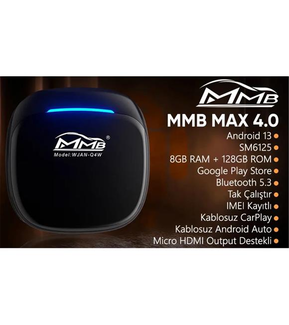 MMB WJAN-Q4W-HD MAX 4.0 Android 13, 8+128GB, HDMI Output Kablosuz-Wireless CarPlay