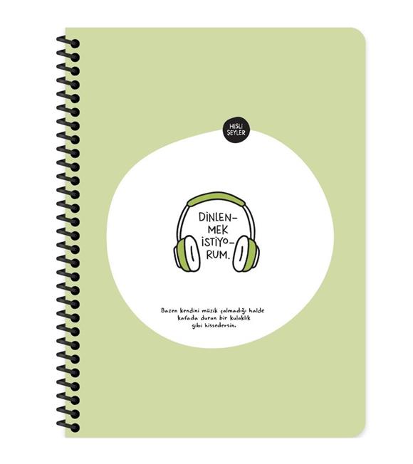 Hisli Şeyler Stickerli Defter Dinlenmek İstiyorum 16,5x22,5 80 Yp.Çiz