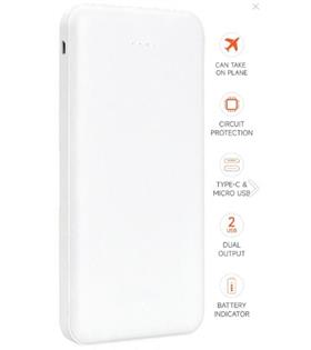 SnapMax SNP-3000 Beyaz 10.000 mah Powerbank 2x USB Çıkışlı 1 Type-C ve 1 Micro Girişli