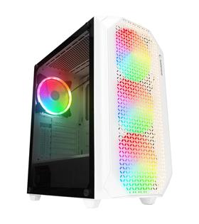 Rampage ZUKO 600W 80+ BRONZE Beyaz 4-14cm Rainbow Fan Metal Panel Temper Camlı Oyuncu Kasası