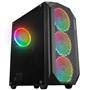 Rampage ZUKO 600W 80+ BRONZE Siyah 4-14cm Rainbow Temperli Camlı ATX Mid-T Gaming Oyuncu Kasası