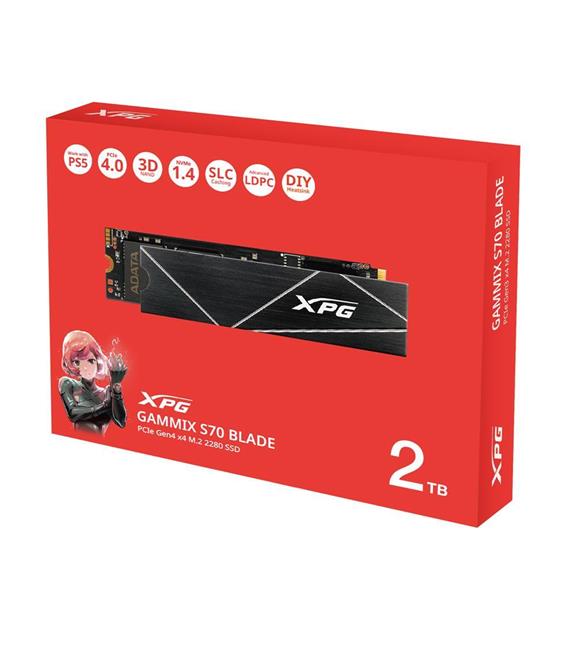 XPG 2TB Gammix S70 Blade 7400MB-s-6800MB-s PCIe Gen4 x4 M.2 2280 Ssd Harddisk
