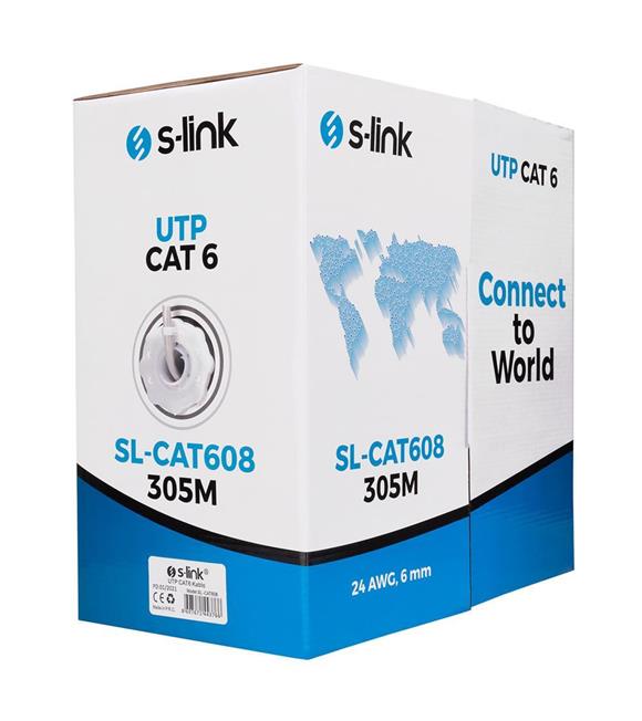 S-link SL-CAT608 305m Gri Utp CAT6 Kablo Ağ Kablosu ve Konnectörler