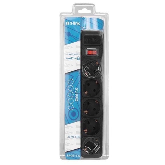 S-link SWV-PRZ010 1.8M 1860 Joule 1.5mm 1 Usb 1 Type C 2.1A-5V 16A 250V 3680W 10lu Akım Kor.Priz