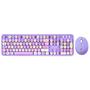 Everest ROUND KM-6282 Renkli Tuşlu Mor Kablosuz Q Multimedia Klavye + Mouse Set