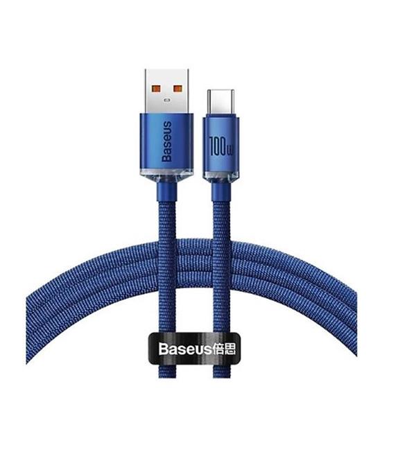 Baseus Crystal USB-A to C 100W Kablo 1.2m Mavi (CAJY000403)