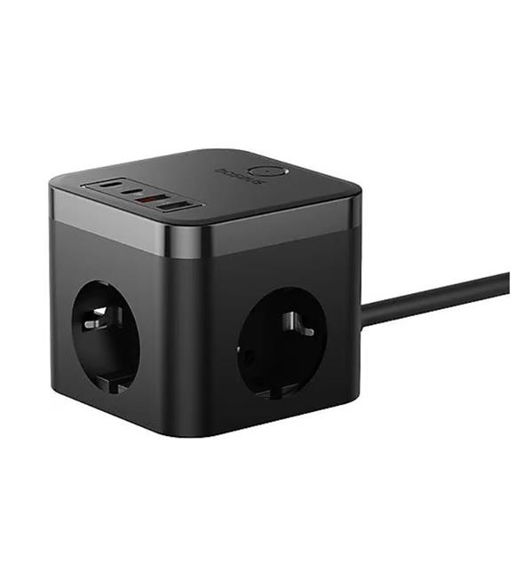 Baseus Pow Cube 7 Port 1.5m 30W Siyah Şarj Adaptörü (E00066400117-00)