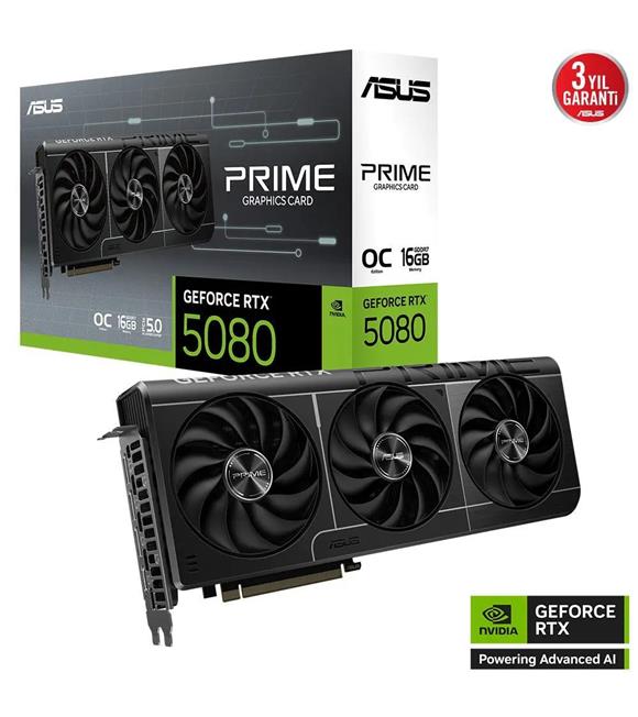 Asus Prime GeForce RTX5080 PRIME-RTX5080-O16G 16GB GDDR7 OC Edition 256 Bit Gaming Ekran Kartı