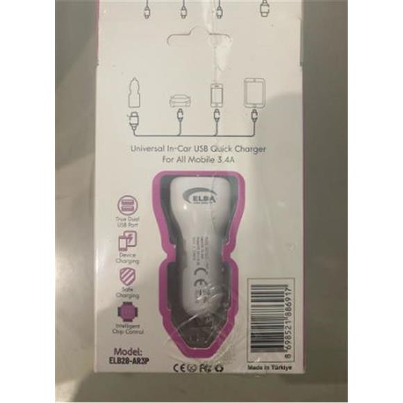 Elba ELB28-AR3P ELBA 3.4A  2USB ARAÇ BAŞLIK