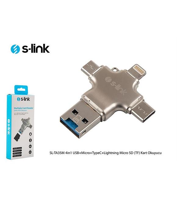 S-link SL-TA35M 4in1 USB+Micro+TypeC+Lightning Micro SD (TF) Kart Okuyucu