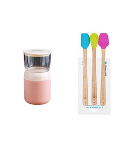 Vagonlife XC-557 700ml Pembe Çelik Saklama Kabı + Silver Crest SPT-03 3 Lu 26CM Silikon Bambu Spatula