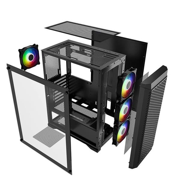 PowerBoost PB-PS5847B 600W ATX USB 3.0 Rainbow Fanlı Mesh Gaming Siyah Kasa_1