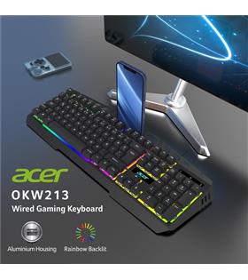 Acer OKW213 Siyah RGB Rainbow Backlit Gaming Keyboard Rainbow (Kablo Uzunluğu 1,5mt)